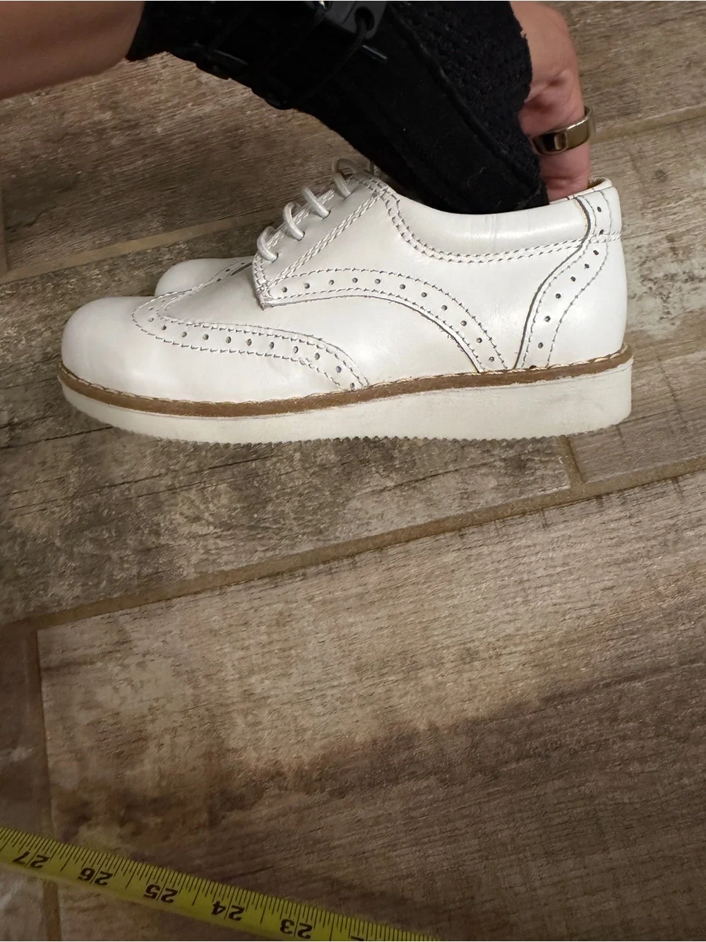 White Kids Wingtip Lace-Up Dress Shoes